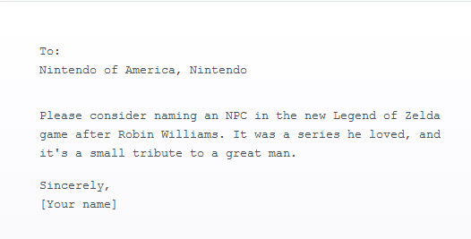 Nintendo recebe petição para incuir nome de Robin Williams em jogo