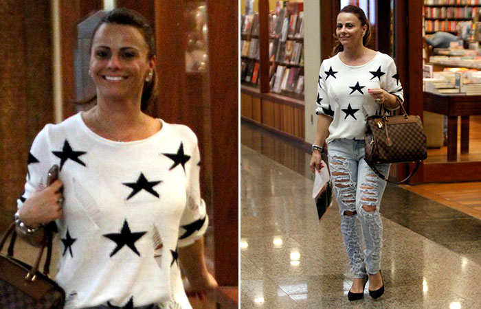 Viviane Arújo passeia estilosa por shopping carioca