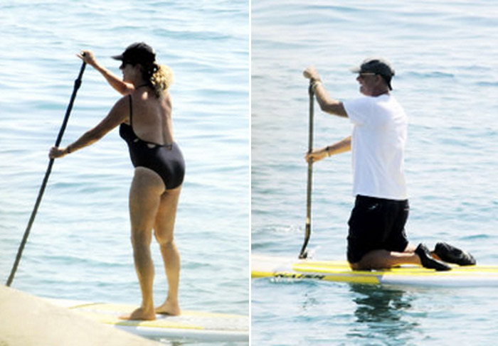 Tom Hanks e a esposa praticam stand up paddle na Grécia