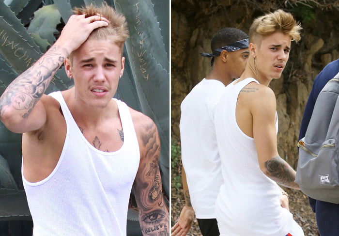 Justin Bieber fica todo descabelado durante exercícios físicos