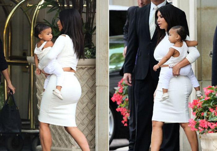 Bumbum de Kim Kardashian chama a atenção em passeio com a filha