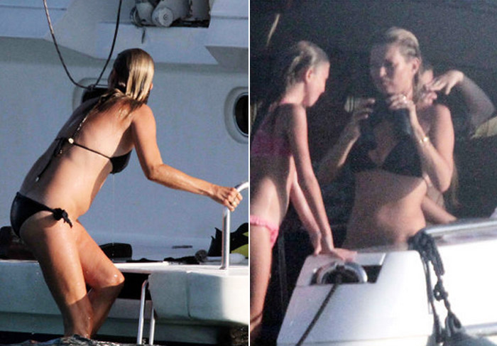 Kate Moss mostra barriguinha saliente em Ibiza