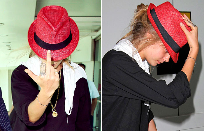 Explosiva! Cara Delevingne mostra dedo do meio aos paparazzi