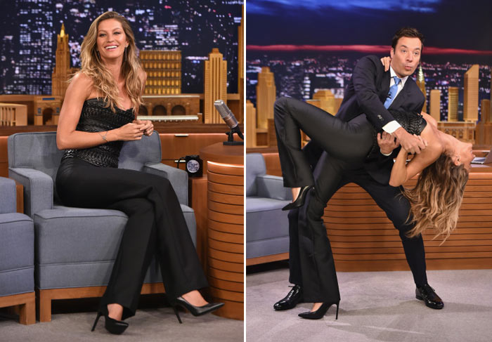 Gisele Bündchen dança com Jimmy Fallon no The Tonight Show