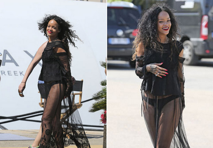 Toda sorridente, Rihanna caminha por Saint-Tropez