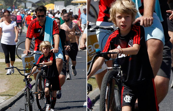Thiago Lacerda anda de bicicleta com seu Gael 