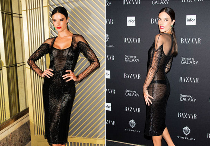 Alessandra Ambrósio aposta em vestido preto ousado para festa em Nova York