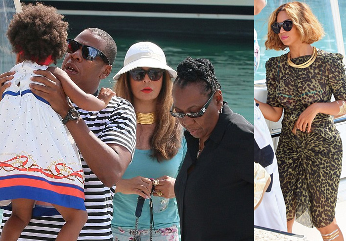 No mais tradicional estilo família, Beyoncé e Jay-Z levaram suas mães para o passeio. Tina Knowles estava com o namorado, e Gloria Carter se divertiu ao lado de amigos da turma.