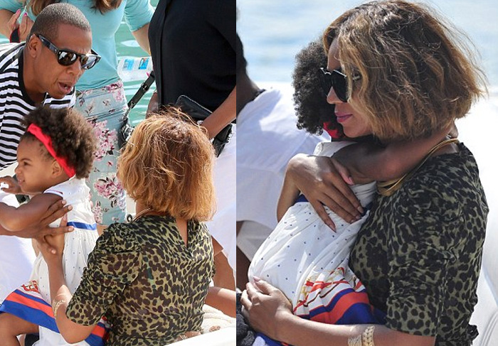 Após engatar uma pausa na turnê On The Run,  Beyoncé e Jay-Z estão desfrutando de férias em família sob o sol do Mediterrâneo. A viagem acontece também para comemorar aniversário de 33 anos da cantora, completados no último dia 4.