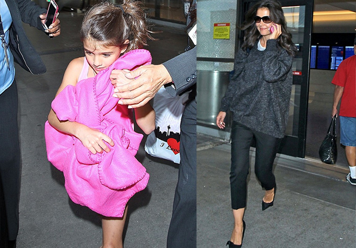 Katie Holmes e Suri Cruise desembarcam em Los Angeles para viver na nova casa