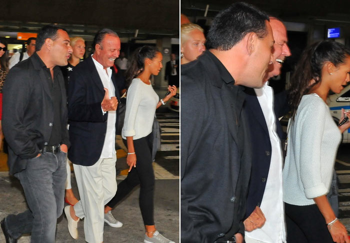 Julio Iglesias foi recepcionado no aeroporto de Guarulhos por ex de Ana Maria Braga