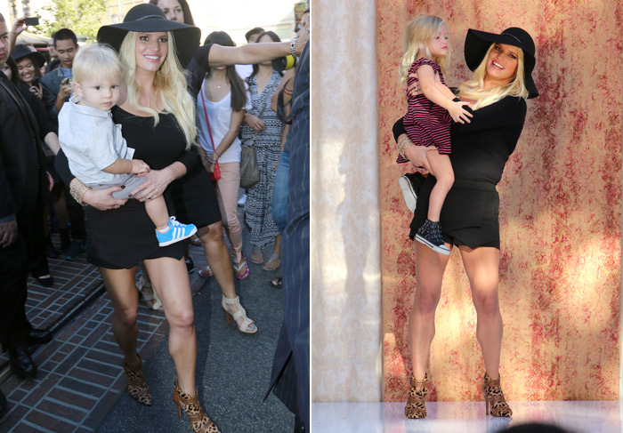 Jessica Simpson ostenta boa forma ao passear no shopping com os filhos, em Los Angeles