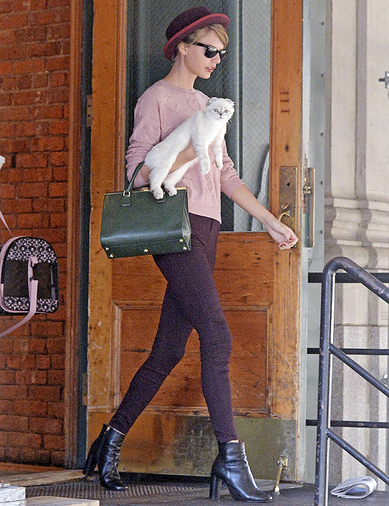 Taylor Swift caminha pelas ruas de Nova York com sua gata