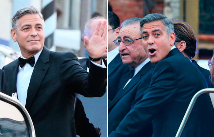 Marido e mulher! Amal Alamuddin e George Clooney trocam alianças em Veneza