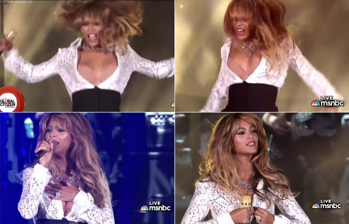 Beyoncé sofre problema com figurino no palco