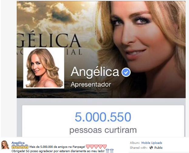 Angélica comemora mais de cinco milhões de seguidores no Facebook