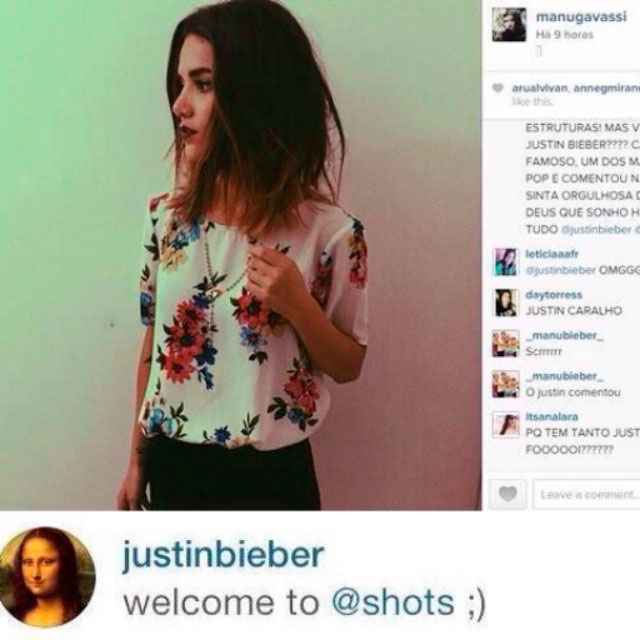  Justin Bieber causa polêmica ao comentar foto de Manu Gavassi