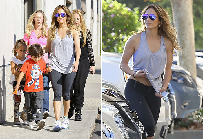 Corpo de Jennifer Lopez chama a atenção ao levar filhos para aula de dança