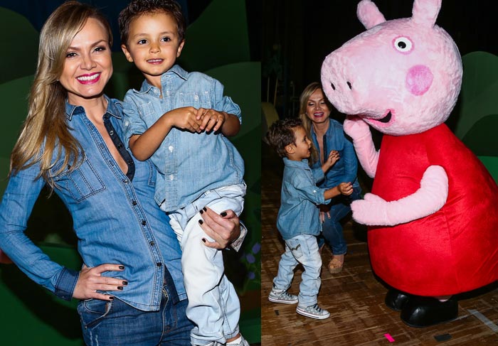 Eliana leva o filho para assistir a espetáculo de Peppa Pig em São Paulo