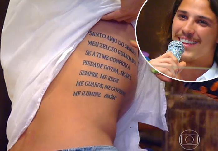 Rômulo Neto diz que oração tatuada em sua costela é poderosa