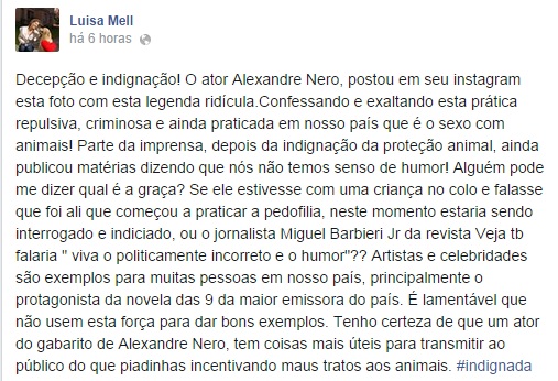 Alexandre Nero rebate polêmica: ‘Virei zoófilo no mundo virtual’