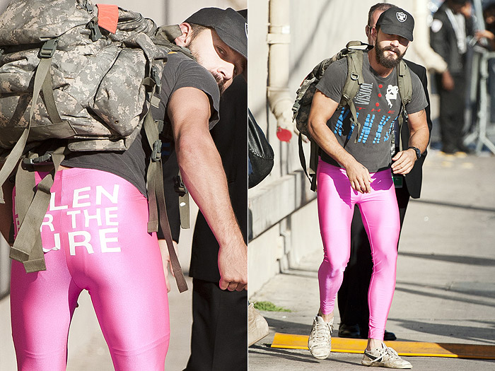 Shia Labeouf circula com calças legging cor de rosa por Los Angeles