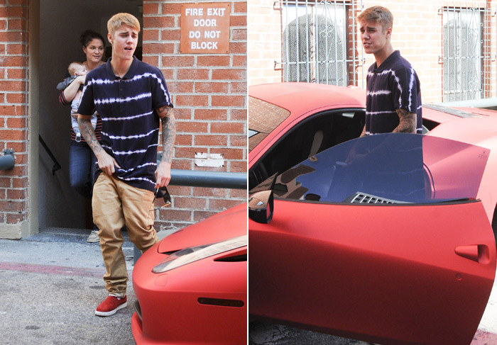  Justin Bieber desfila com sua Ferrari por Beverly Hills