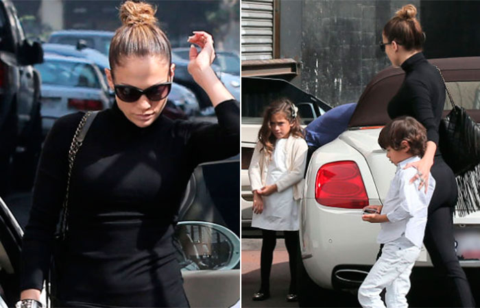  Jennifer Lopez vai ao cinema com os filhos, Emme Maribel e Maximilian