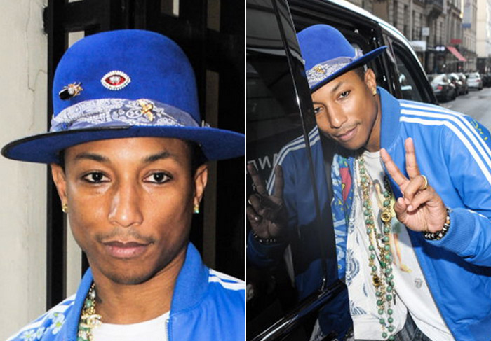 Nova moda? Pharrell Williams usa lápis de olho em passeio por Paris 