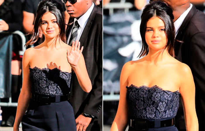 Selena Gomez brilha ao chegar no estúdio de Jimmy Kimmel, em Los Angeles