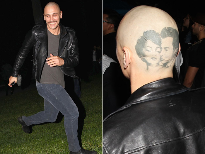 James Franco exibe tatuagem na cabeça em show no final de semana