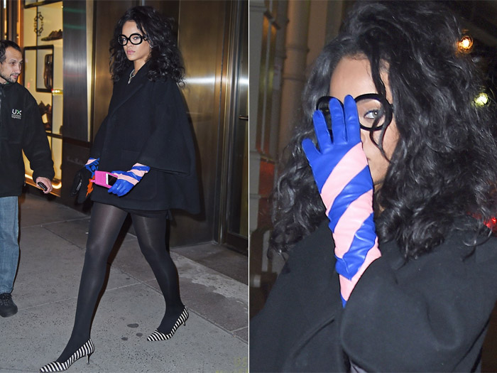 Rihanna surge com look excêntrico em Nova York