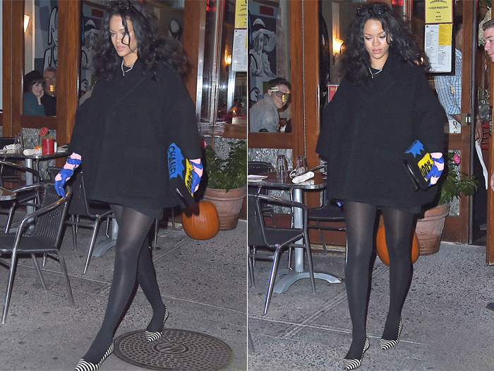 Rihanna surge com look excêntrico em Nova York