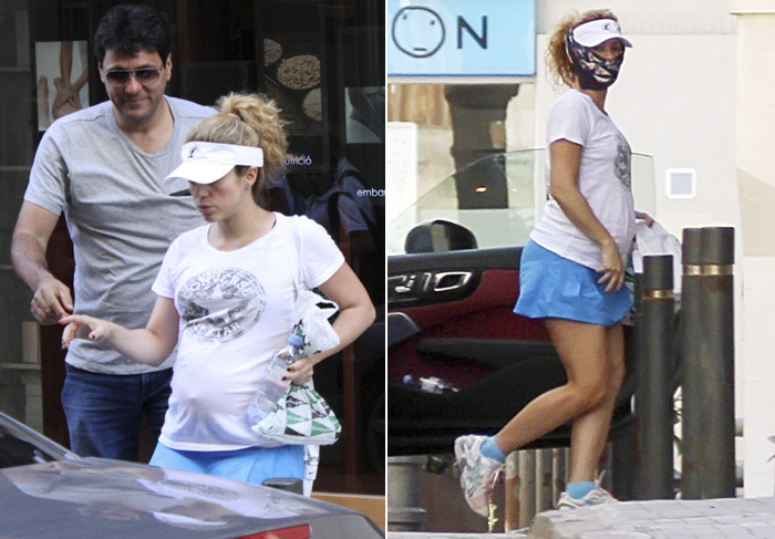 Com lenço no rosto, Shakira mostra barriga de grávida em Barcelona