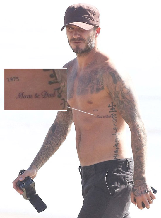 Sarado, David Beckham curte praia e mostra nova tatuagens 