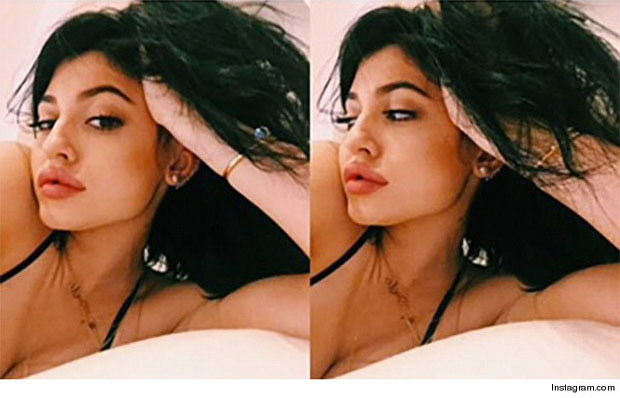  Kylie Jenner usa maquiagem carregada para explicar lábios