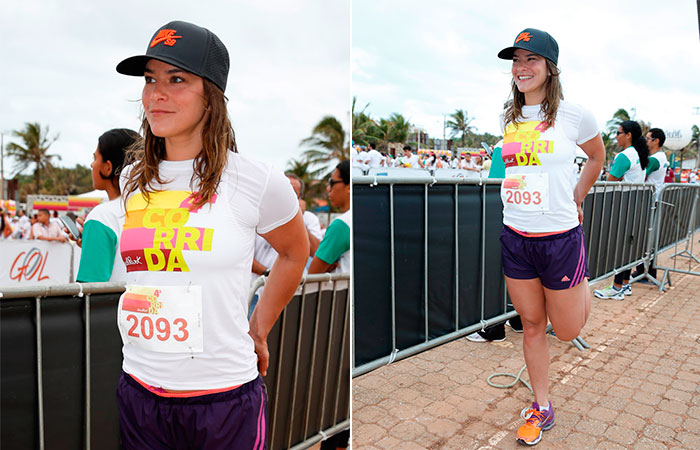 Priscila Fantin participa de corrida em Fortaleza, Ceará, ao lado do maridão 
