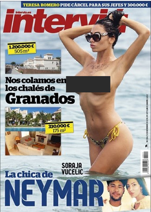 Revista espanhola publica capa com modelo sérvia de topless e intitula: ‘La chica de Neymar’