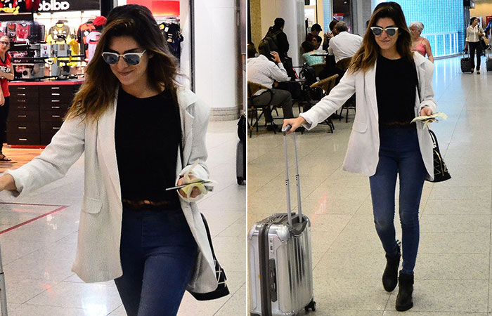 Fernanda Paes Leme usa calça que marca sua silhueta em aeroporto no Rio