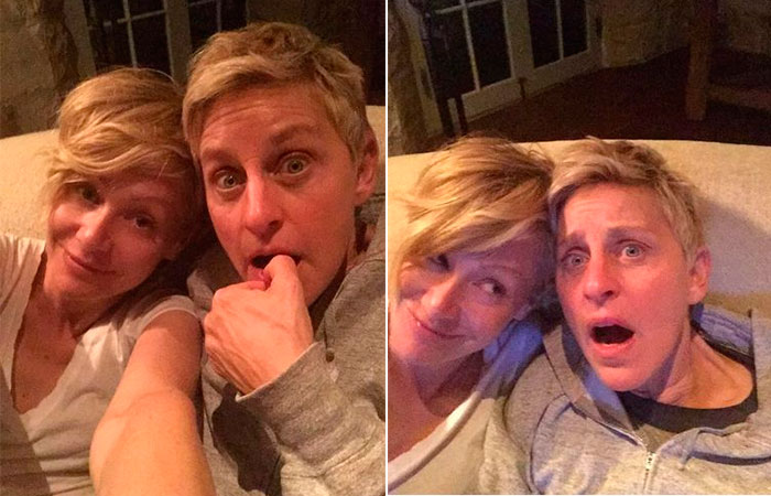 Ellen DeGeneres e a mulher Portia De Rossi assistem Scandal juntas