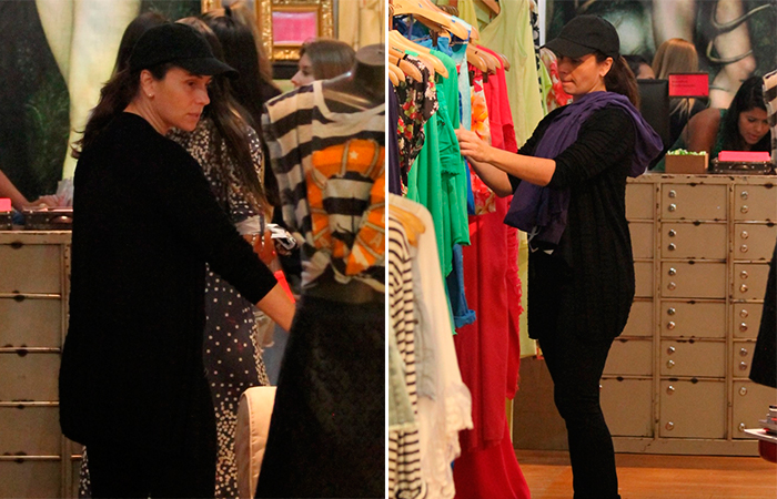 Giovanna Antonelli usa boné para fazer compras em shopping