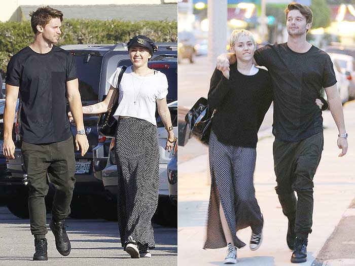 Miley Cyrus e Patrick Schwarzenegger passeiam de mãos dadas por Malibu