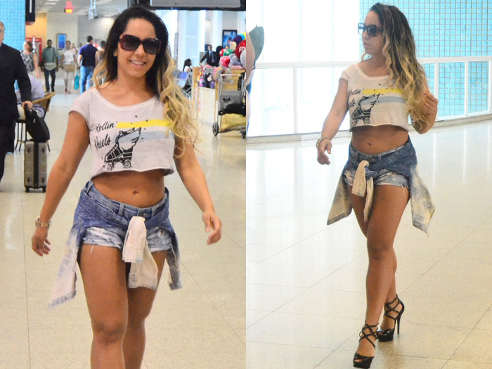 Mulher Melão usa roupa provocante no aeroporto Santos Dumont