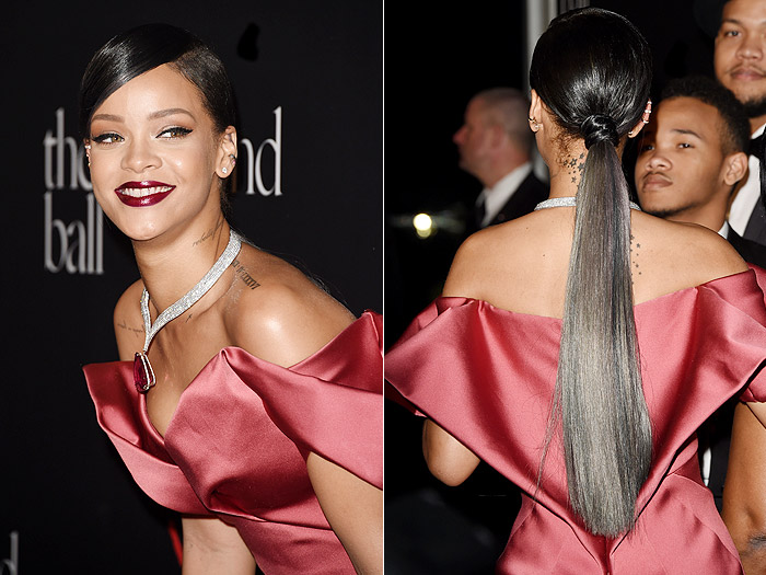  Rihanna usa look cheio de glamour em evento beneficente