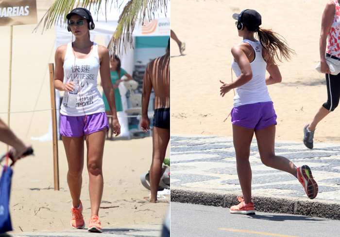 Letícia Wiermann corre na orla do Leblon, no Rio