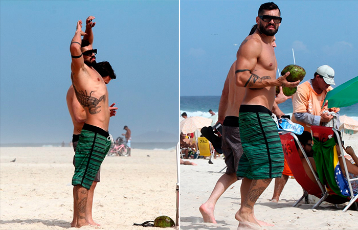 Multiplica, Senhor! Yuri Fernandes e Diego Hypolito exibem corpos esculturais em dia de praia