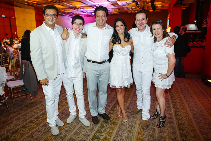 Geraldo Luis e o filho, Edu Guedes e a namorada e Celso Zucatelli com a esposa, Ana Claudia