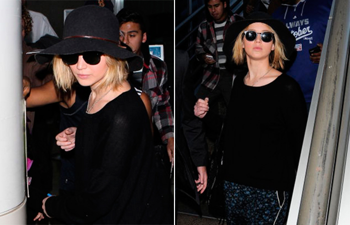 Jennifer Lawrence desembarca em Los Angeles, Califórnia