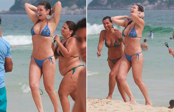 Diversão! Cristiana Oliveira tira selfies no mar com as amigas 