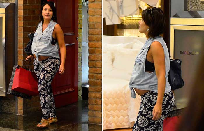 - Juliana Knust exibe barrigão de 8 meses durante passeio no shopping 